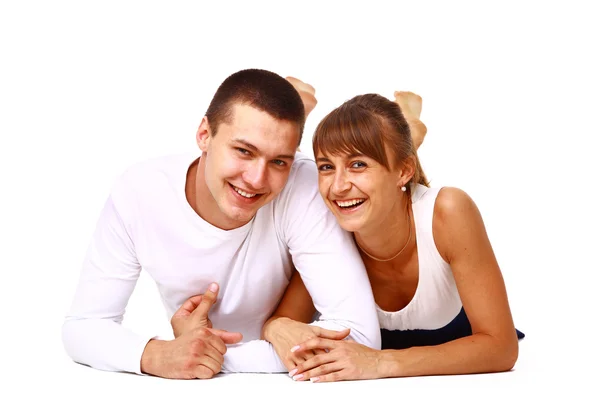 Närbild porträtt av en glad unga par — Stockfoto