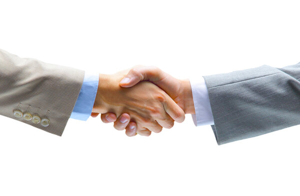 Handshake isolated on white background
