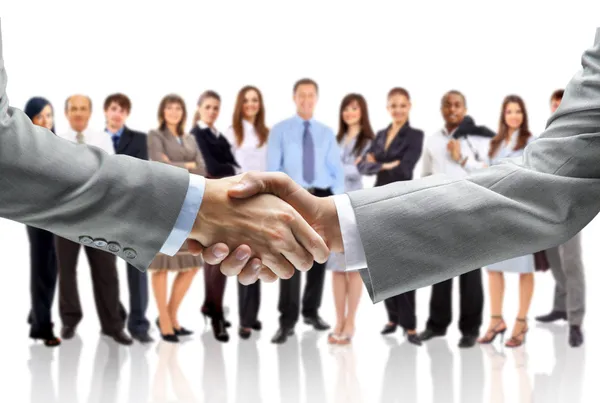 Handshake isolerade på business bakgrund — Stockfoto