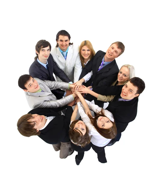 Ovansida av verksamhet med händerna tillsammans i en cirkel — Stockfoto