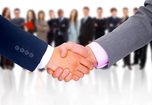 Handshake isolated on business background — Stock Photo, Image