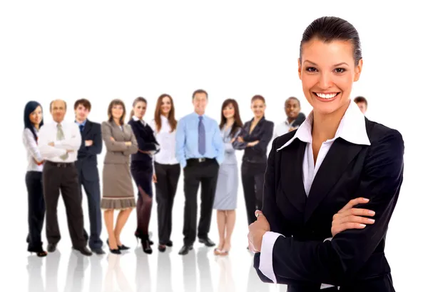 Businesswoman and shis team isolated over a white background — Stock Photo, Image