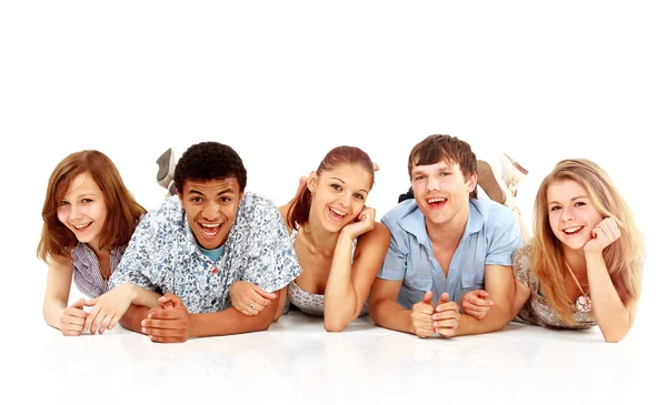 Cheerful group of young . Isolated. Stock Picture