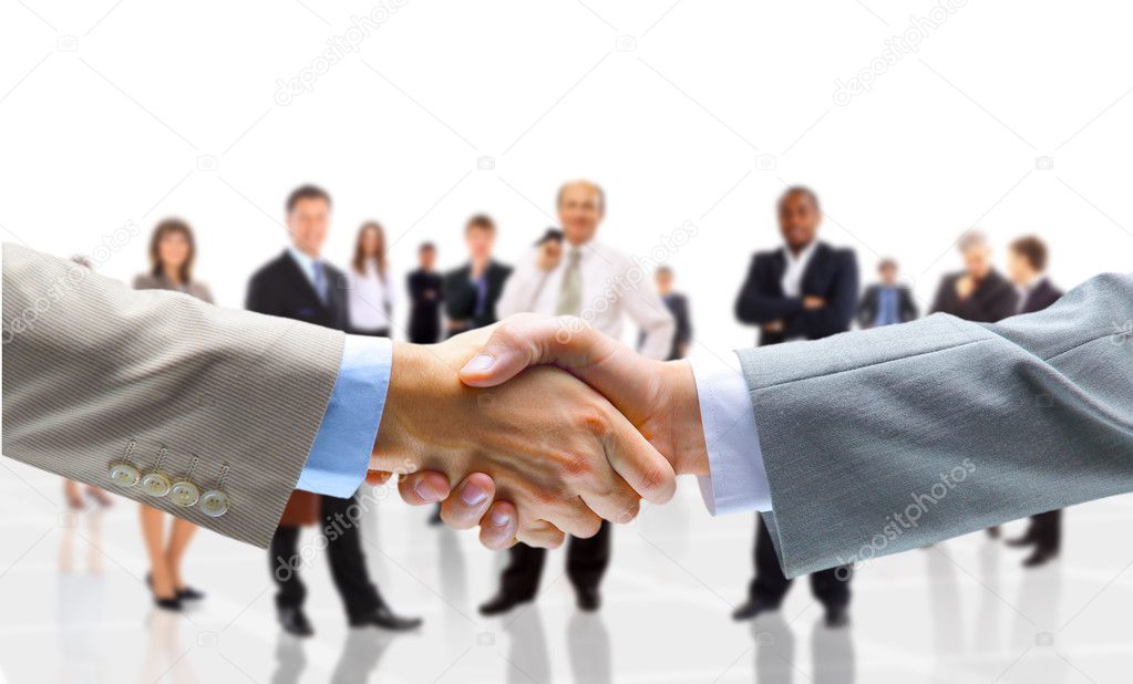 Handshake isolated on business background