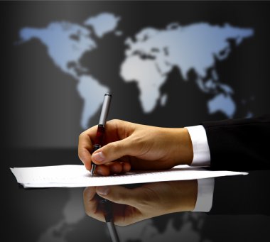 Businessman's hand with pen clipart