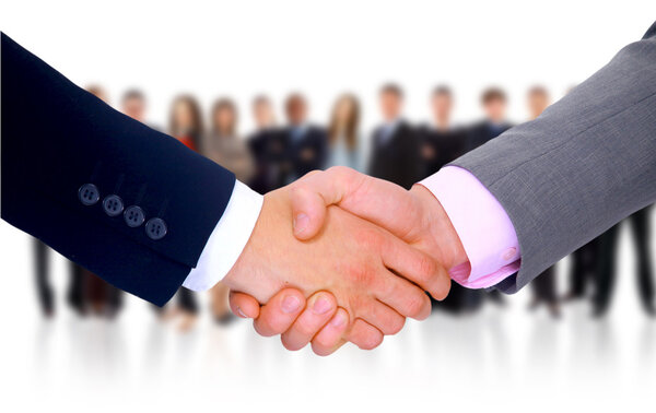 Handshake isolated on business background