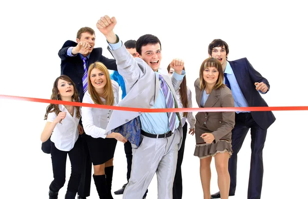 Businesspeople Crossing Finish Line — Stock Photo, Image