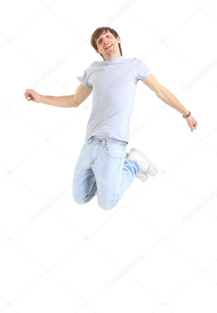 Young man jumping