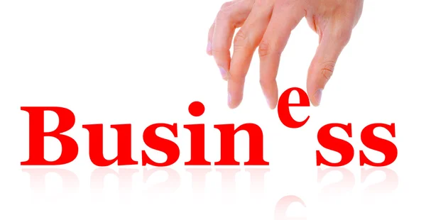 Hand- und Wortgeschäft isoliert auf weißem Hintergrund — Stockfoto