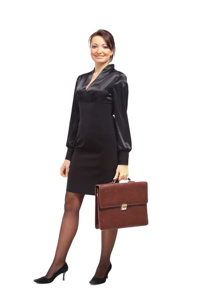 Retrato Corpo Inteiro Isolado Uma Bela Mulher Negócios — Fotografia de Stock