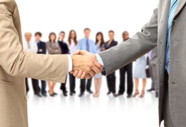 Handshake isolated on business background clipart