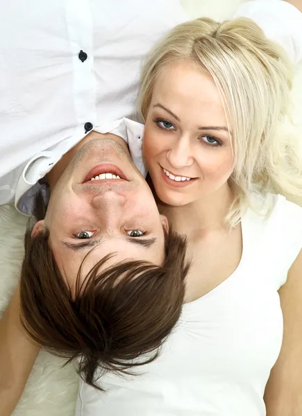 Close Portrait Happy Young Couple — Stock Photo, Image