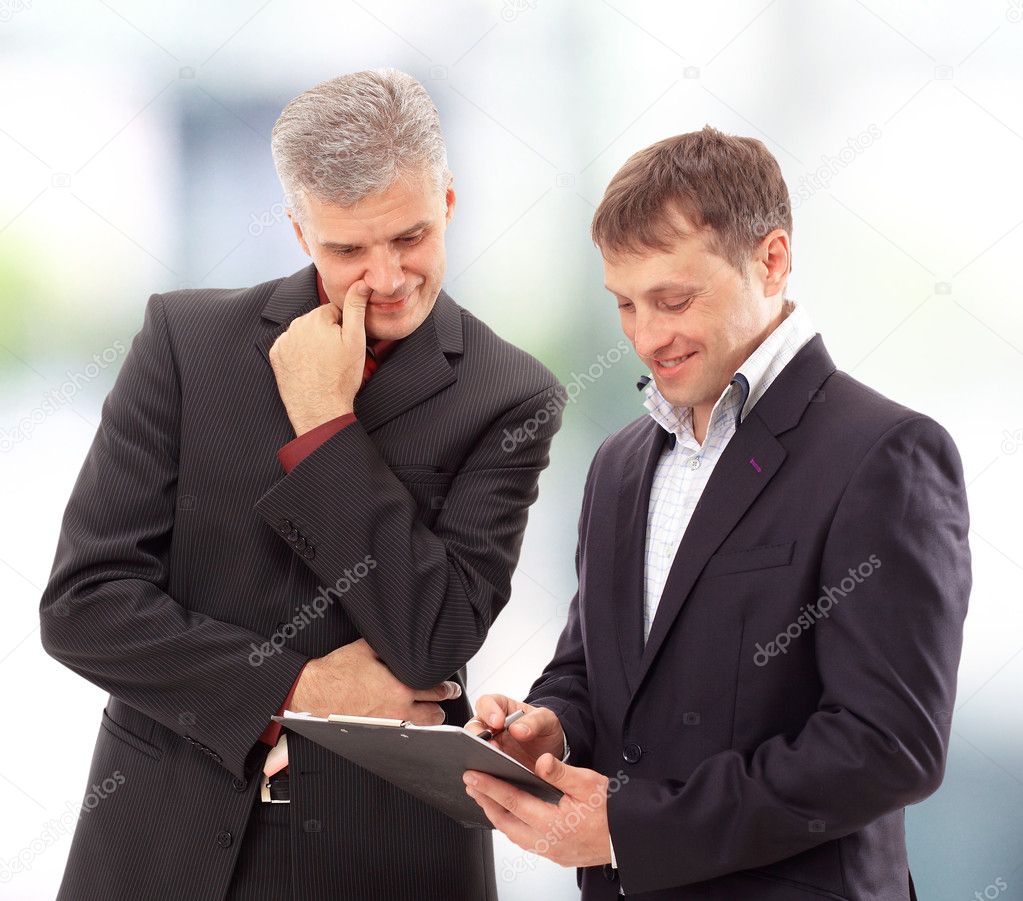 Two businessmen discussing - Isolated studio picture in high resolution.