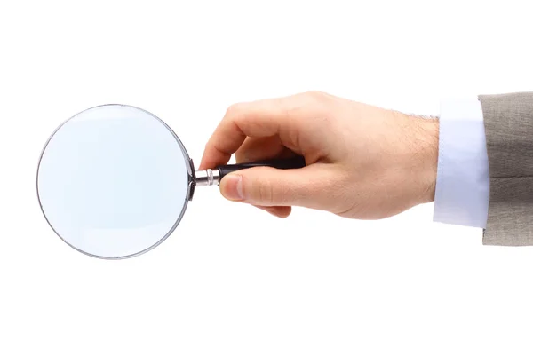 Magnifying glass in hand isolated — Stock Photo, Image