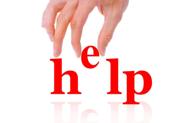 Hand och ordet hjälp — Stockfoto