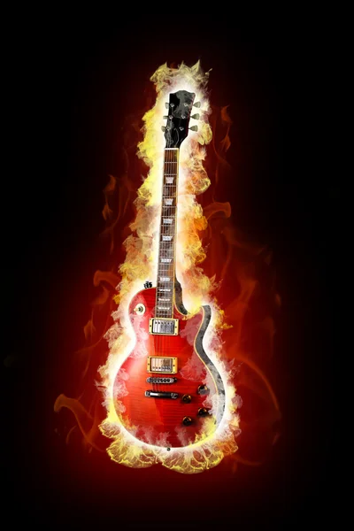 Fogo guitarra elétrica — Fotografia de Stock