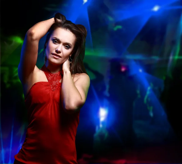 Vacker Ung Kvinna Dansa Nattklubben — Stockfoto