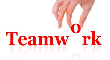 Word çalışması ve el, iş kavramı