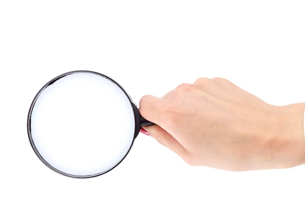 Magnifying Glass Hand Isolated White Background — Stock Photo, Image