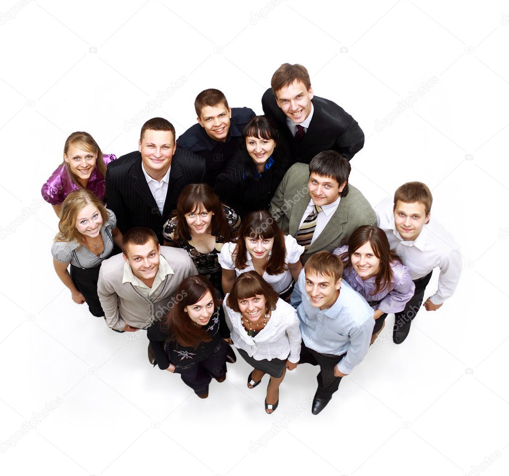 Large group of business . Over white background