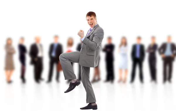 Businessman shouting loudly with his arms widened — Stock Photo, Image