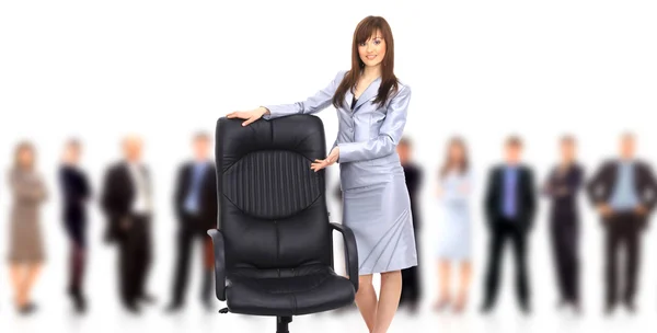 Çağdaş ofis koltuğu ve iş kadını — Stok fotoğraf