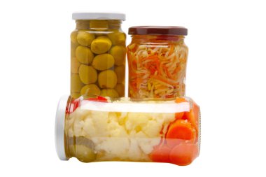 Marine sebze izole o ile Cam Kavanoz