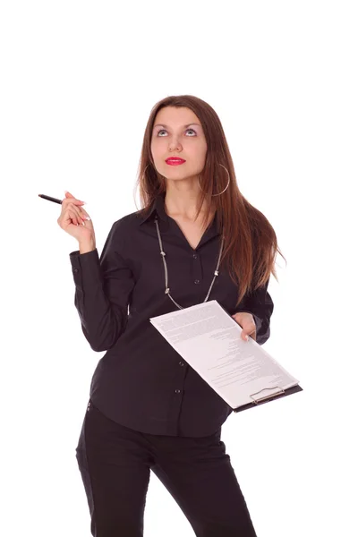 Attractive businesswoman think — Stock Photo, Image