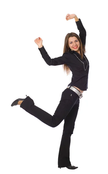 Krásná žena skok, samostatný — Stock fotografie
