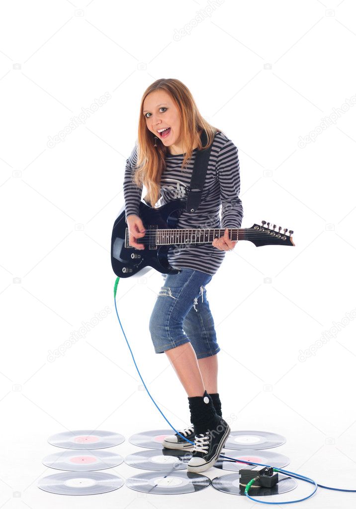 Rock'n'roll girl play guitar