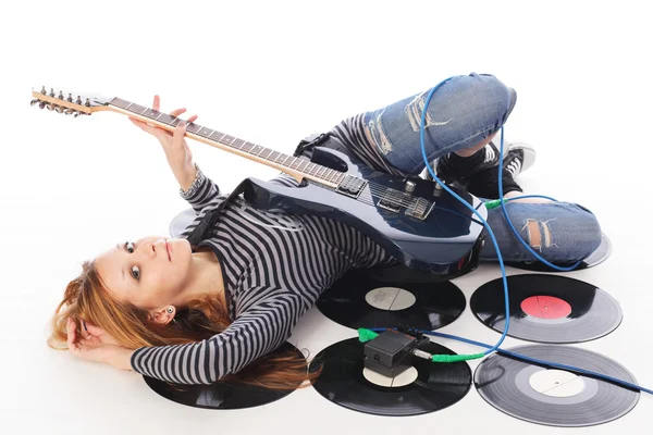 stock image Rock'n'roll girl play guitar