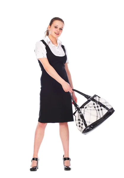 Young pretty woman with handbag — Stock Photo, Image
