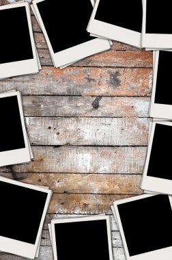 Blank Photos on Wooden Wall clipart