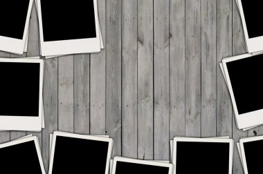 Blank Photos on Wood Background clipart