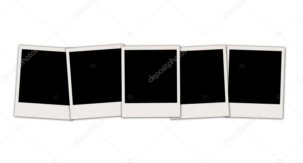 Five Blank Photos on White
