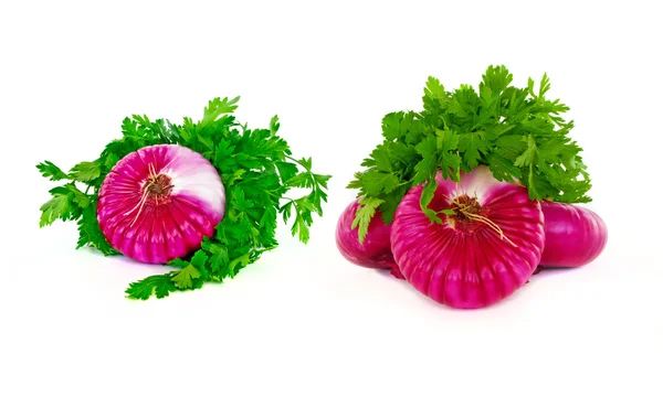 Set of Red Onions and Parsley — Stock Photo, Image
