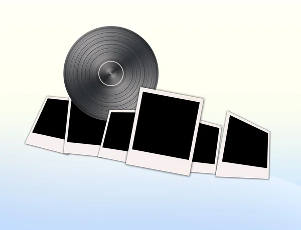 Blank Photos And Vinyl Record — Stock Photo, Image