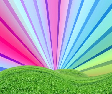 Fantasy Rays over Green Field clipart