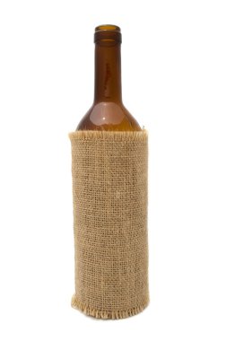 Open Wine Bottle in Sackcloth clipart