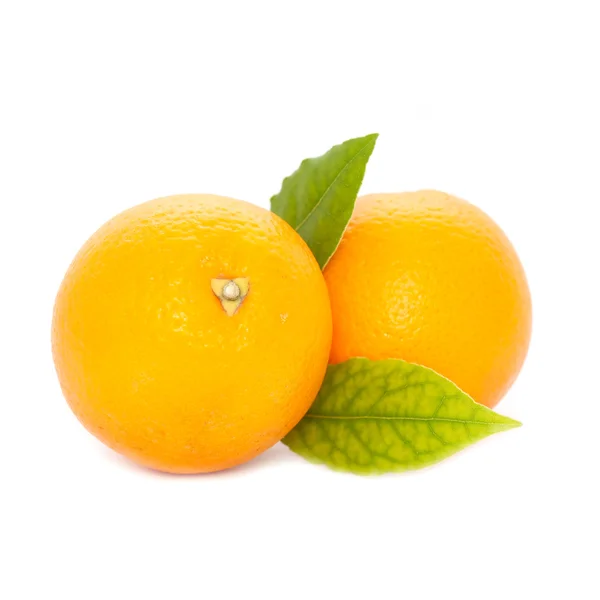Čerstvé pomeranče s listy — Stock fotografie