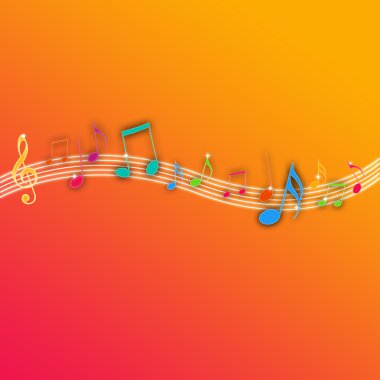 Music Notes on Orange Background clipart