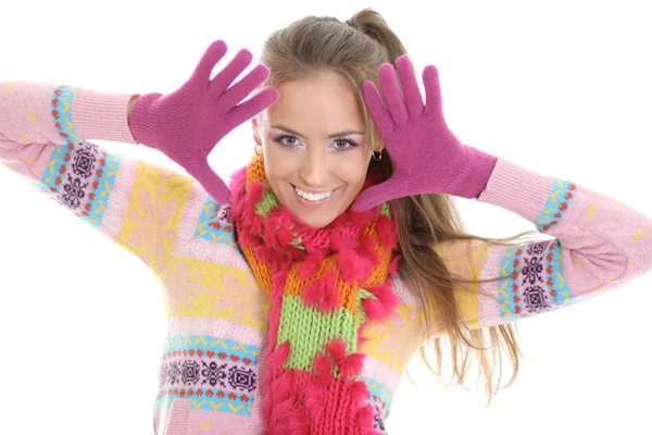 겨울 행복 한 젊은 여자 — 스톡 사진
