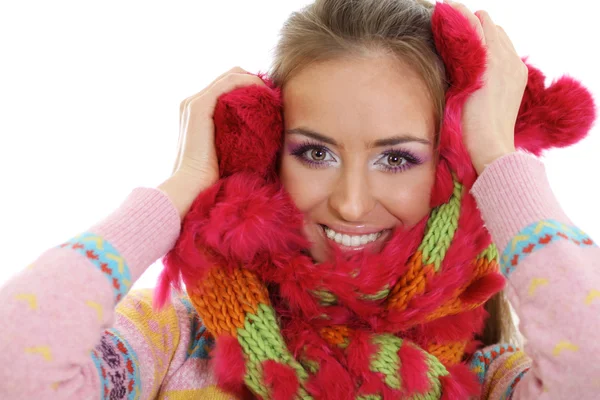 Winter happy jonge vrouw — Stockfoto
