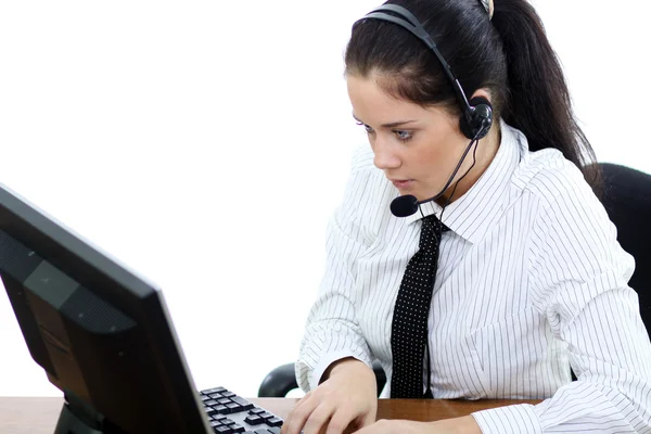 Business woman with headset — Stock Photo, Image