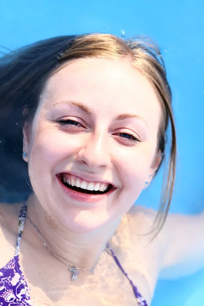 Stock image Happy woman in swimming pool