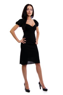 Young woman in black dress clipart