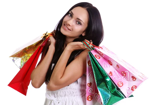 Mulher de compras sorrindo — Fotografia de Stock