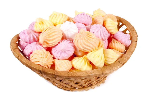 Basket isolated marshmallow — Stock Photo, Image