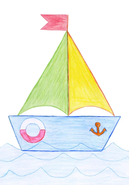 Drawn yacht — Stock Photo, Image