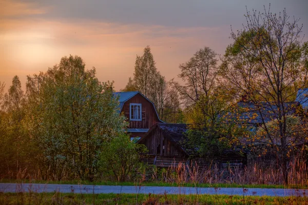 Sunset in a village — Stock Photo, Image